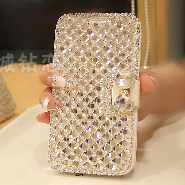 Luxury Bling Bowknot Crystal Diamond Wallet Flip Case Cover For Various Phone