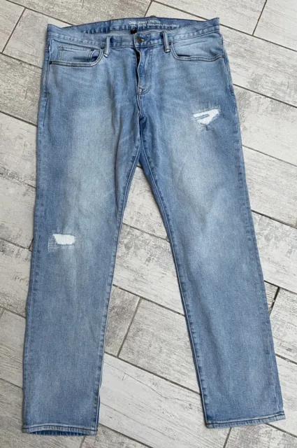 Jeans da uomo Gap taglia W36 L32 denim skinny elasticizzati effetto invecchiato