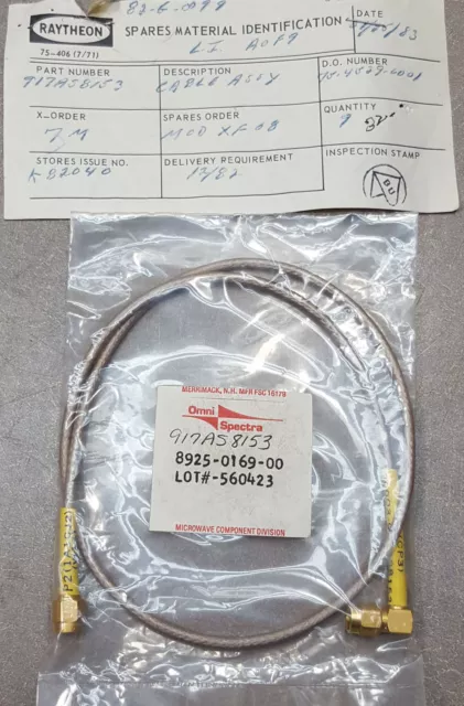 22” (inches) long Omni Spectra 917AS8153 CABLE W/ RF Microwave Male SMA OS 26805