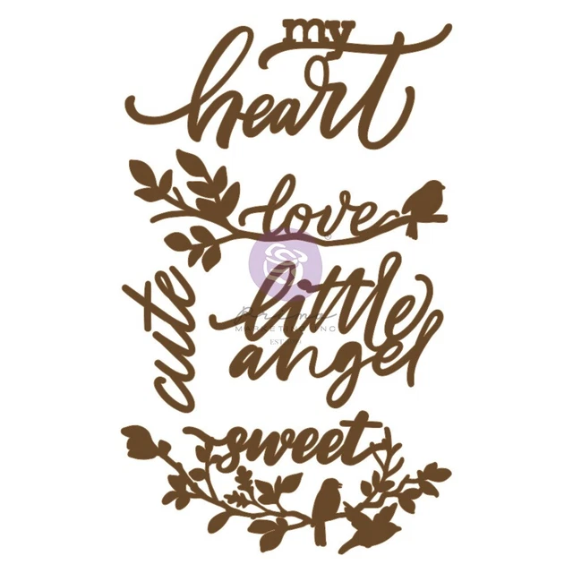Chipboard de corte láser Prima Marketing-My Heart, paquete de 5/paquete, paquete de 3
