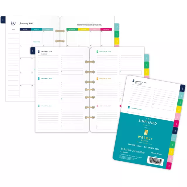 SIMPLIFIED BY EMILY Ley for ATAGLANCE 2024 Refill LooseLeaf Weekly