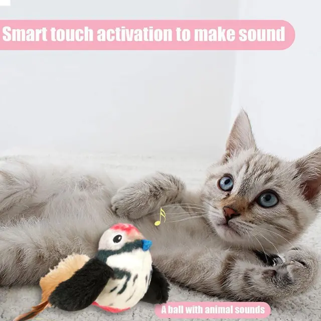 Cat Toys Chirping Birds Interactive Cat Kicker Lifelike Indoor NICE Cat Z5U6