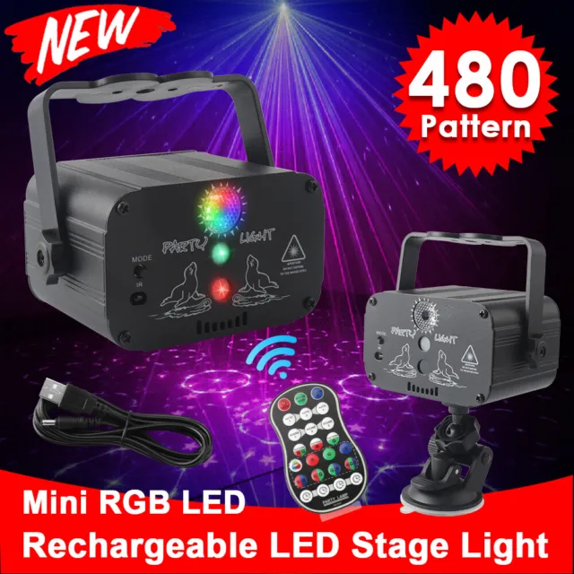 480 Patterns Laser Projector Stage Light LED RGB Party KTV Club Disco Lights AU