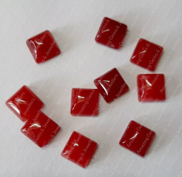 Natürlicher roter Jade Quadratischer Cabochon 5 mm bis 20 mm Großhandel...