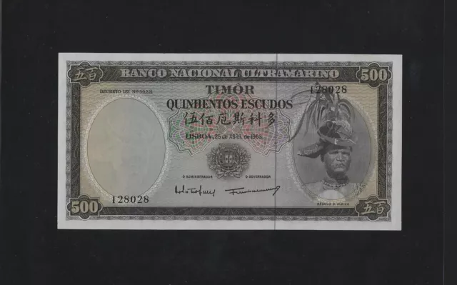 PORTUGAL PORTUGUESE Timor 500 Escudos P-29 1963 GEM UNC RARE