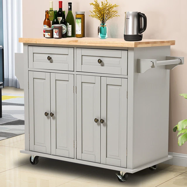 MOBILE KITCHEN ISLAND Cart On Wheels with Drawer Rolling Storage
