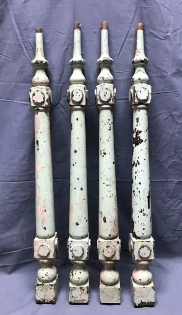 Set 4 Antique Turned Cherry Wood Spindle Shabby 28" Table Legs Chic VTG 1735-22B
