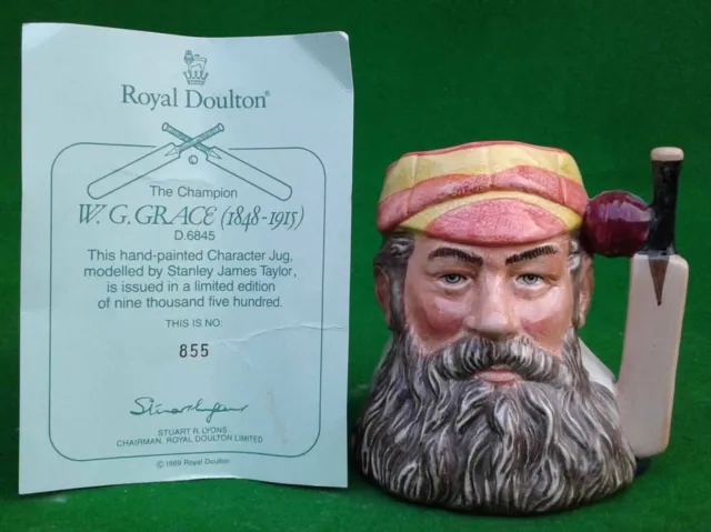 Royal Doulton Small Character Jug - W. G. Grace - Limited Edition & Coa - D6845.