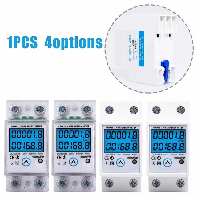 DIN RAIL LCD Digital Backlight Single Phase Energy Meter AC 220V/80A ...