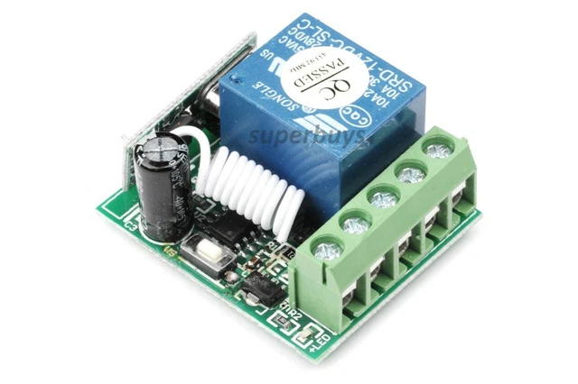 Wireless Remote Control Receiver Relay Switch 433MHz DC12V AC22V 10A 1 Channel