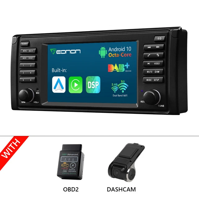 DVR+OBD+7" Android Auto 10 8-Core CarPlay Car Stereo GPS For BMW 5 Series E39 M5