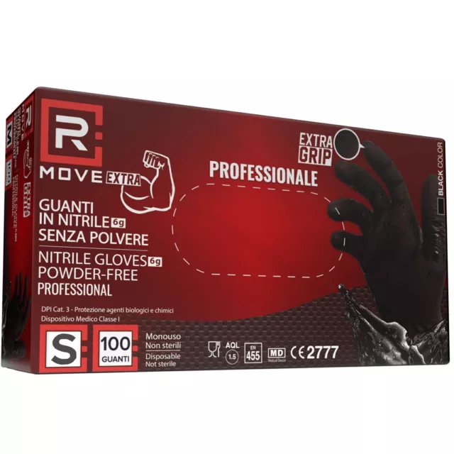 GUANTI IN NITRILE MONOUSO 100PZ ULTRA RESISTENTI LAVORO INDUSTRIA MECCANICI tg.S