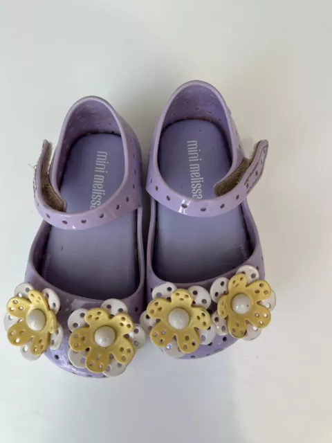 Mini Melissa Mini Furadinha XII Mary Jane Flat Size US 6 Purple Sandal Girls 2