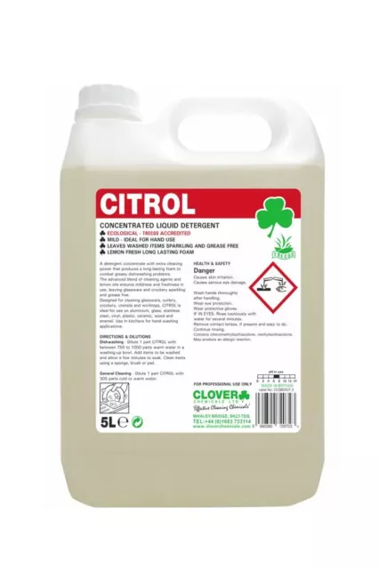 Clover Citrol Lemon Washing Up Liquid 5L