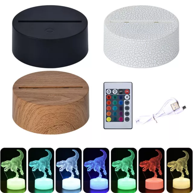 3D Led Lamp Base Night Light USB Touch 7 Colors Change Lamp Panel Remote