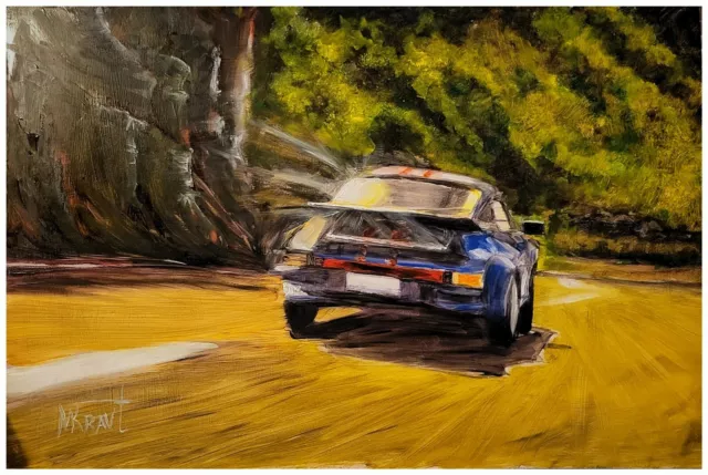 PORSCHE 911 OIL Painting TURBO XL 24x36" Original Art Auto Race Car By Max Kravt