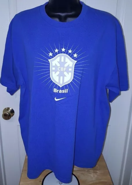 Nike CBF Brasil T Shirt Size L Mens Blue White Gray