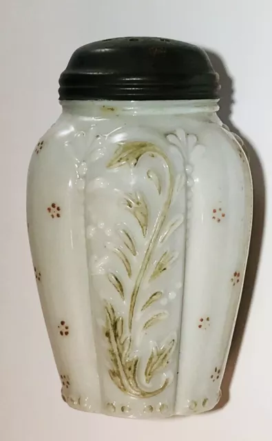 Sugar Shaker Northwood Antique Glass Paneled Sprig White Opaque EAPG 1896