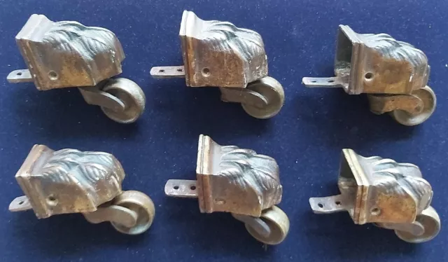 6 Victorian/Edwardian Brass Lion Foot Castor's. 3" Total Length, 2" Foot Length 6 Victorian/Edwardian Brass Lion Foot Castor's. 3" Total Length, 2" Foot Length