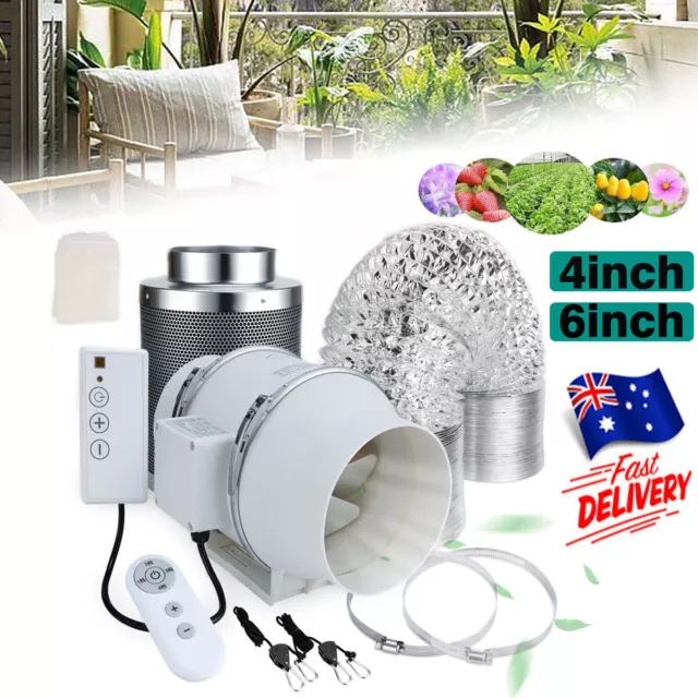 4inch 6inch Hydroponics Grow Tent Kit Ventilation Carbon Filter Inline Duct Fan