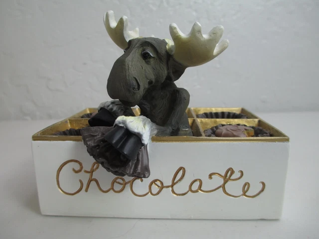 Chocolate Moose Candy Box Figurine Big Sky Carvers Bearfoots Mountain Mooses