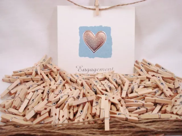 50 x Mini Wooden Pegs Natural 25mm Craft Baby Shower Clothespin FREE POSTAGE