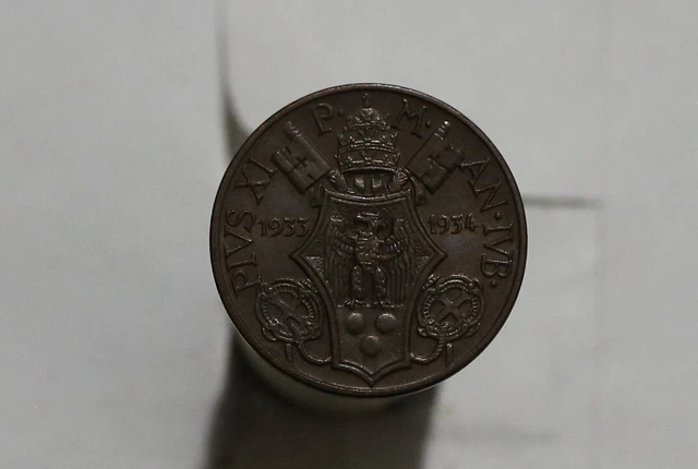 🧭 🇻🇦 Vatican 10 Centesimi 1933/1934 Sharp Details B52 #K5074