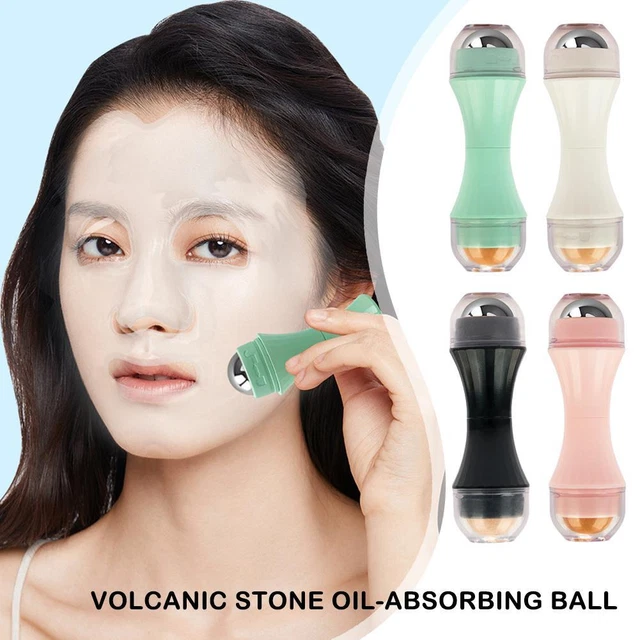 Rodillo facial volcánico absorbedor de aceite, verde, rodillo de control de aceite portátil para di