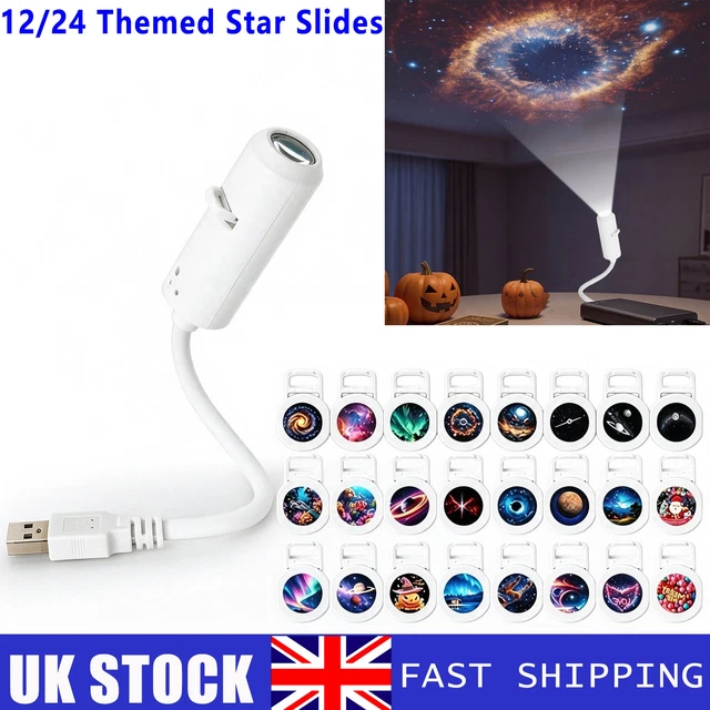 HD SMART DYNAMIC Holographic Night Light Projector 12/24 Projection 360 ...
