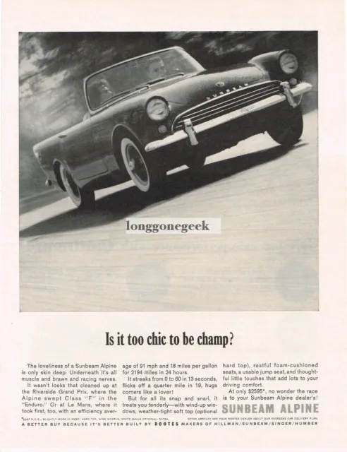 1962 Sunbeam Alpine Convertible Vintage Print Ad