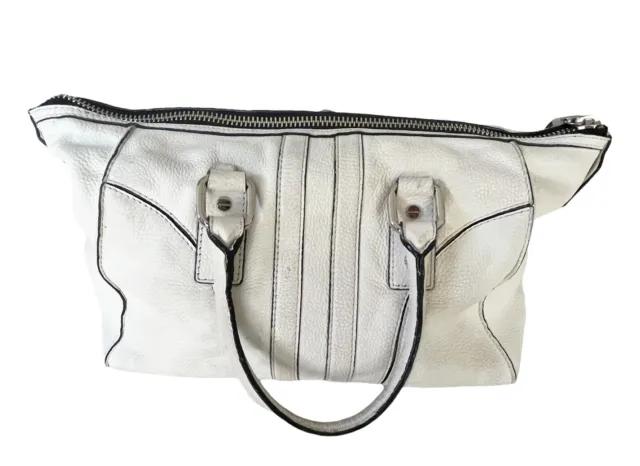 MILLY Jayden White Zip Satchel Bag 3