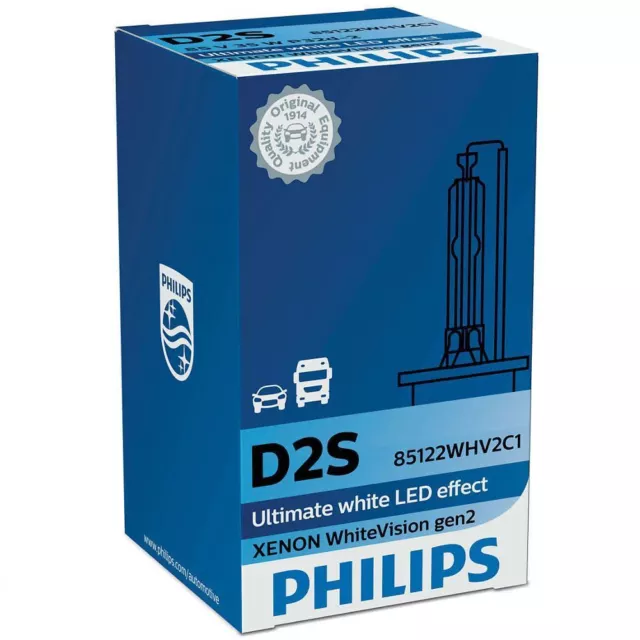 Philips D2S White Vision gen2 HID Xenon Upgrade Gas Bulb 85122WHV2C1 Single