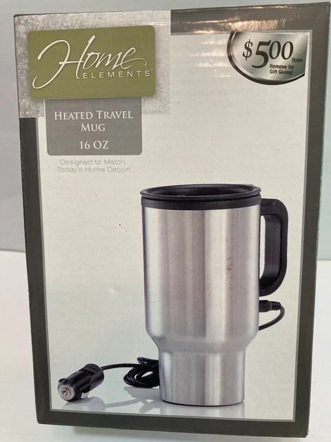 Home Elements 16oz Heated Travel Mug Stainless Steel