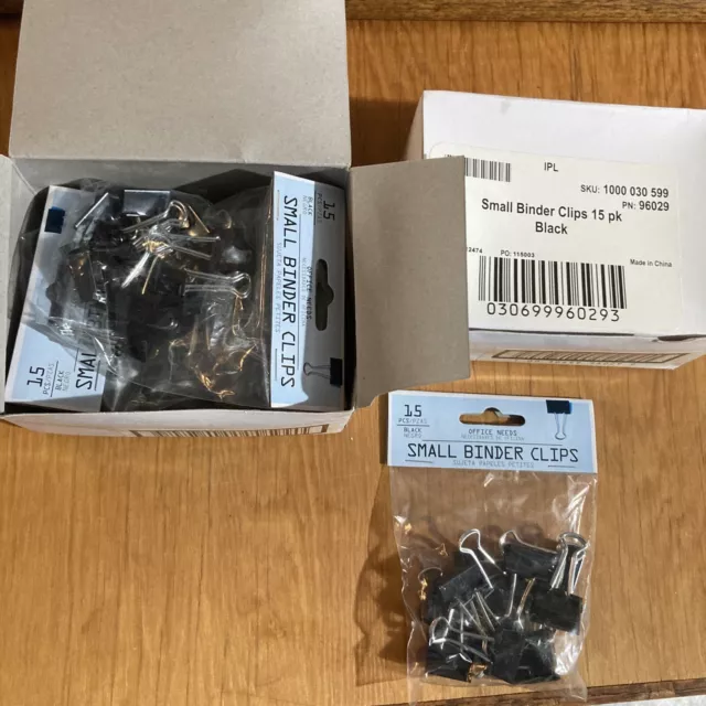 Small 3/4" BINDER CLIPS....2 boxes of 75 in packs of 15