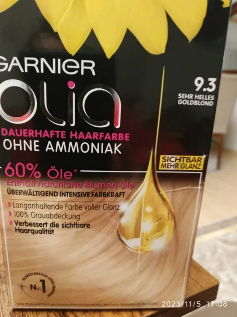 HAARFARBE GARNIER OLIA Dauerhafte Haarfarbe 8 9.3 EUR 60%. PicClick DE Öle. .. 35,00 Ammoniak St.Ohne 