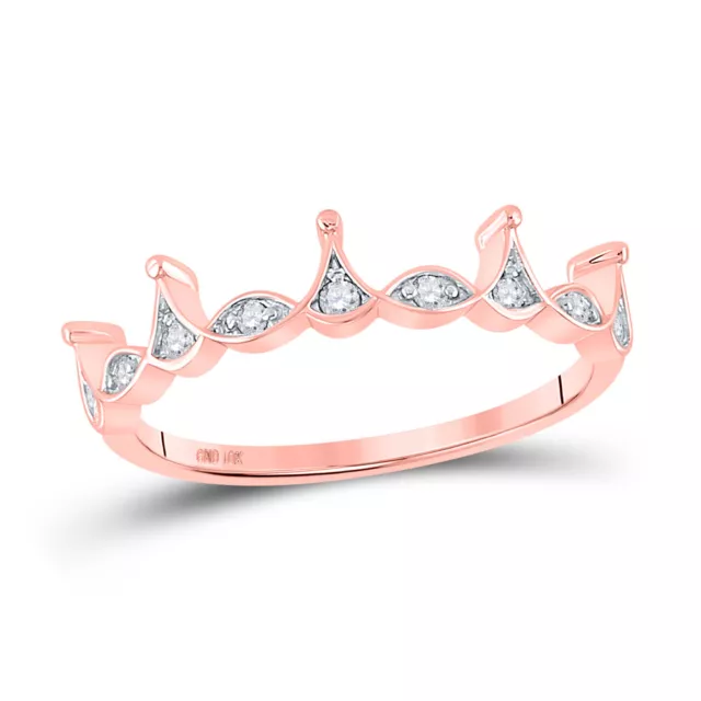 10kt Roségold Damen runder Diamantkrone stapelbarer Bandring 1/5 Kttw