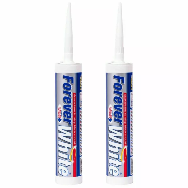 2x Everbuild Forever White or Clear Protection Against Mould  Silicone Sealant