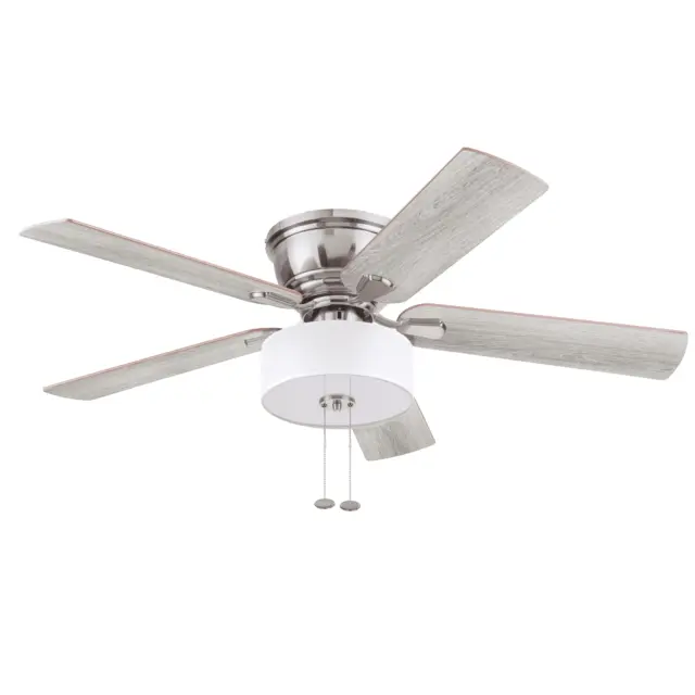 Home & Garden 52 "5 blade brushed Nickel paperback Ceiling fan with light
