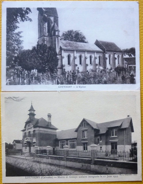 lot de 2 Cartes Postales Anciennes de Louvigny (Calvados)