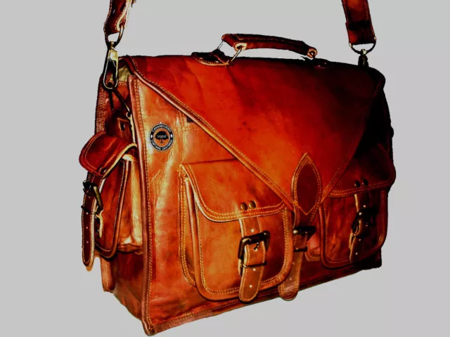 Vintage Leather messenger bag 15"laptop bag computer case shoulder bag for men