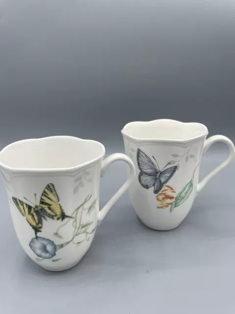 Dragonfly Mug Butterfly Mug Ladybug Bee Coffee Tea Cup Lenox Scalloped Set of 2