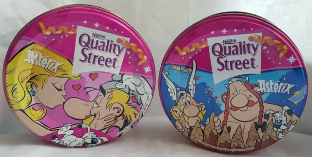 Lot 2 boites métal Quality Street, Astérix et Obelix, 2007, très bon état