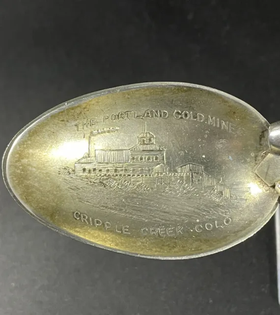 SCARCE Portland Gold Mine Cripple Creek Colo Colorado Sterling Souvenir Spoon