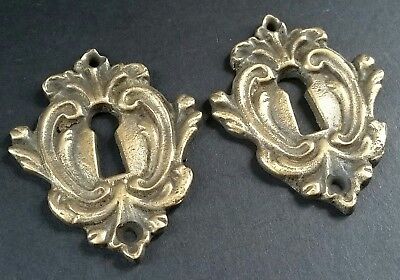 2 Rare Antique Style French Eschutcheons Key Hole Covers 2 1/4" jewelry part #E9 3