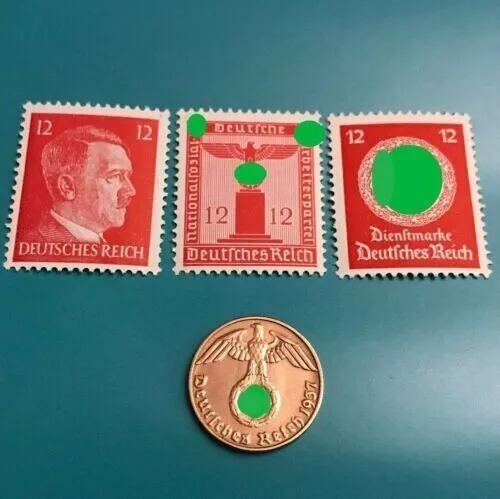 Wwii Wk2 Briefmarken + Münze Hk Ah Set Deutsches Reich Wk Ii  Sammlung Lot 1937