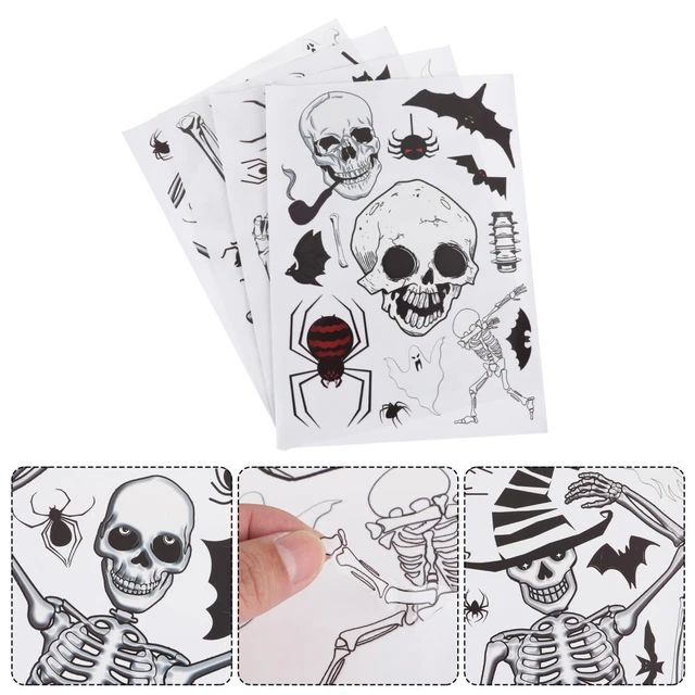 4 Sheets Sticker Mural halloween skeleton wall decal Garniture De Fenêtre Araign