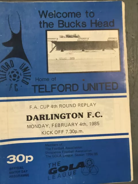 Telford United v Darlington(FA Cup 4th Round Replay 84/5) 4/2/85 fld