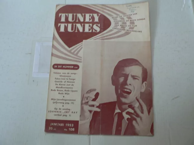 1953 No 108 Tuney Tunes Music Johnnie Cry Ray Cover,Bing Crosby Family,Eckstine