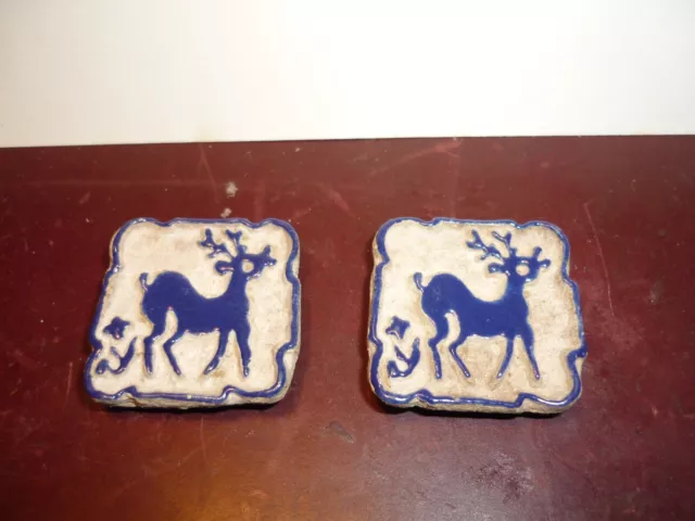 bouton line vautrin LV terre cuite motif cerf lot de deux