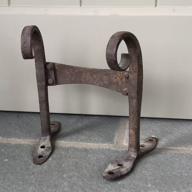 Antique Southern Primitive Wrought Iron Boot Scraper Scrolled Forged Blacksmith